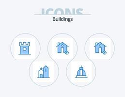 gebouwen blauw icoon pak 5 icoon ontwerp. huis. gebouwen. Capitol. historisch. toetje vector