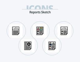 rapporten schetsen lijn gevulde icoon pak 5 icoon ontwerp. papier. het dossier. bladzijde. gegevens. bladzijde vector