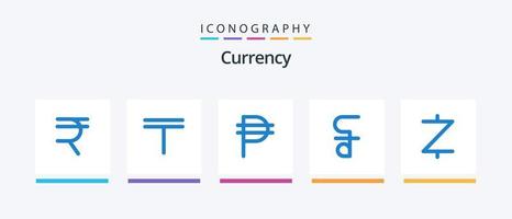 valuta blauw 5 icoon pak inclusief cryptogeld. zcash. munteenheid. contant geld. munt. creatief pictogrammen ontwerp vector