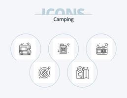 camping lijn icoon pak 5 icoon ontwerp. . para koord. horloge. knoop. zoet vector