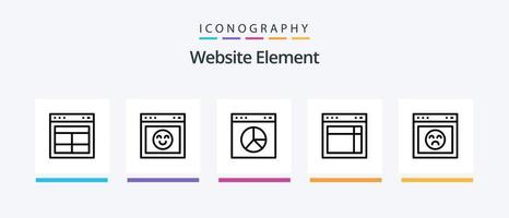 website element lijn 5 icoon pak inclusief browser. website. website. bladzijde. website. creatief pictogrammen ontwerp vector