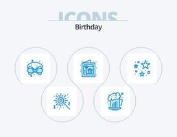 verjaardag blauw icoon pak 5 icoon ontwerp. staren. feest. boog. uitnodiging. verjaardag vector