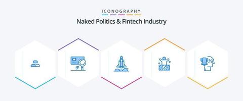 naakt politiek en FinTech industrie 25 blauw icoon pak inclusief persoon. Mens. detectie. miljardair. raket vector