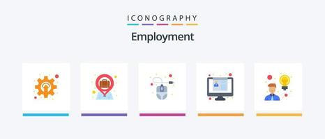 werk vlak 5 icoon pak inclusief medewerker. cv. computer. baan sollicitatie. CV. creatief pictogrammen ontwerp vector