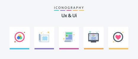 ux en ui vlak 5 icoon pak inclusief Leuk vinden. app. bladzijde. favoriet. ontwikkeling. creatief pictogrammen ontwerp vector