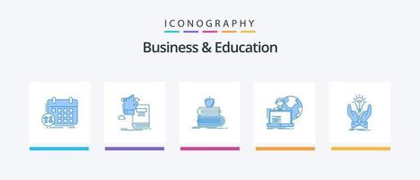 bedrijf en onderwijs blauw 5 icoon pak inclusief toewijzing. uitbesteden. voortgang. appel. leerling. creatief pictogrammen ontwerp vector
