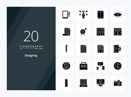 20 ontwerpen solide glyph icoon voor presentatie vector
