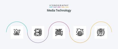 media technologie lijn 5 icoon pak inclusief uploaden. drijfveer. doelwit. wolk. retro vector