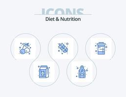 eetpatroon en voeding blauw icoon pak 5 icoon ontwerp. cokes. korrel. eiwit. voedsel. fruit vector