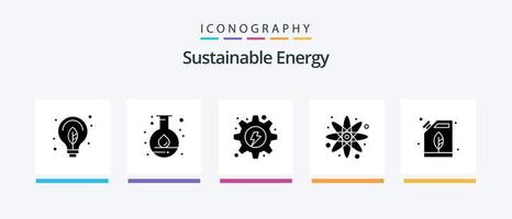 duurzame energie glyph 5 icoon pak inclusief elektrisch. wetenschap. elektrisch. energie. versnelling. creatief pictogrammen ontwerp vector