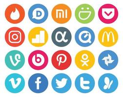 20 sociaal media icoon pak inclusief facebook vimeo snelle tijd foto pinterest vector