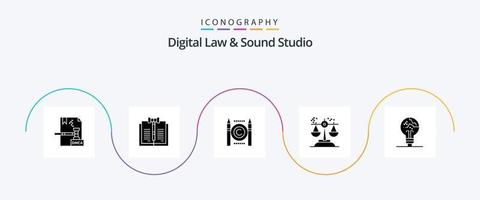 digitaal wet en geluid studio glyph 5 icoon pak inclusief oordeel. conclusie. wet. keuze. auteursrechten vector