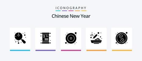 Chinese nieuw jaar glyph 5 icoon pak inclusief Chinese. voedsel. teken. Chinese voedsel. jaar. creatief pictogrammen ontwerp vector