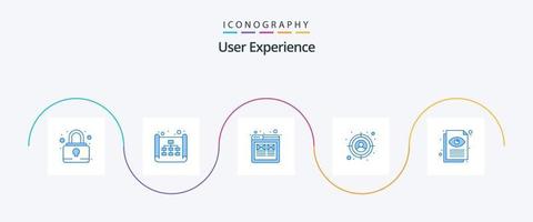 gebruiker ervaring blauw 5 icoon pak inclusief het dossier. document visie. indeling. doelwit. publiek vector