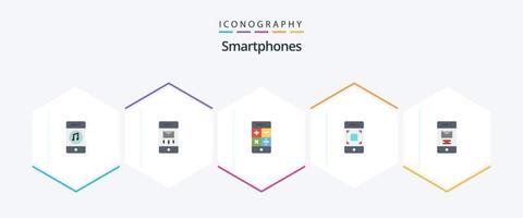 smartphones 25 vlak icoon pak inclusief verwijderd. smartphone. bericht. mobiel. technologie vector