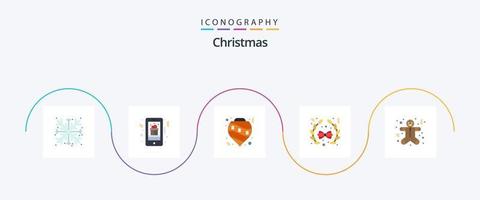 Kerstmis vlak 5 icoon pak inclusief kerstmis. kerstmis. telefoon. boog. decoratie vector