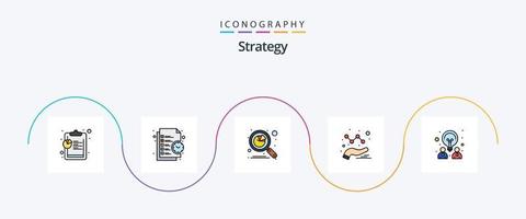 strategie lijn gevulde vlak 5 icoon pak inclusief ontwerp. grafiek. analyse. gegevens. zoeken vector