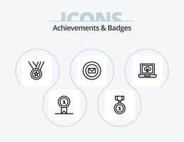 prestaties en badges lijn icoon pak 5 icoon ontwerp. . tas. laptop. doelwit. punt vector