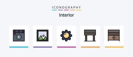 interieur lijn gevulde 5 icoon pak inclusief schutting. bank. Ingang. stoel. meubilair. creatief pictogrammen ontwerp vector