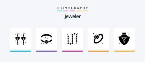sieraden glyph 5 icoon pak inclusief ketting. edelsteen. sieraden. diamant. sieraden. creatief pictogrammen ontwerp vector