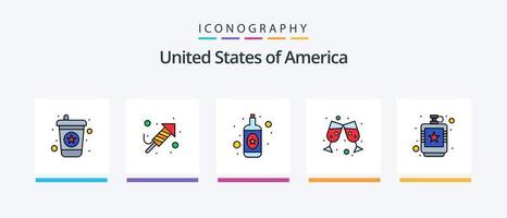 Verenigde Staten van Amerika lijn gevulde 5 icoon pak inclusief dag. geloof. helm. brand werk. camping. creatief pictogrammen ontwerp vector