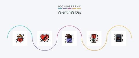 valentijnsdag dag lijn gevulde vlak 5 icoon pak inclusief liefde. film. levensstijl. romantisch. roos vector