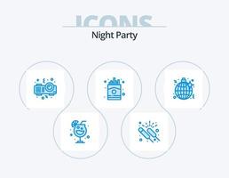 nacht partij blauw icoon pak 5 icoon ontwerp. nacht. disco. projector. Frans. snel vector