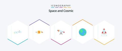 ruimte 25 vlak icoon pak inclusief wereld. aarde. zonne- systeem. zoom. ruimte vector