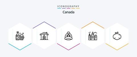 Canada 25 lijn icoon pak inclusief Canada. halloween. kap. komkommer. huis vector