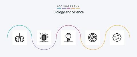 biologie lijn 5 icoon pak inclusief kiem. bacterie. wetenschap. Onderzoek. experiment vector