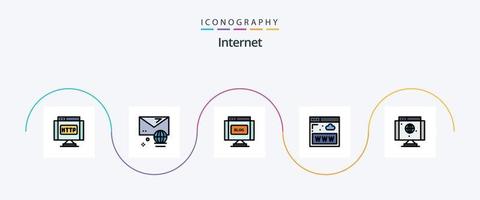 internet lijn gevulde vlak 5 icoon pak inclusief internetten. www. blog. website. communicatie vector