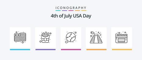 Verenigde Staten van Amerika lijn 5 icoon pak inclusief kenteken. Amerikaans. vogel. drankje. fles. creatief pictogrammen ontwerp vector