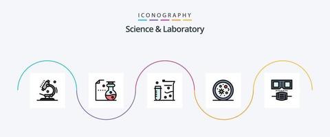 wetenschap lijn gevulde vlak 5 icoon pak inclusief . biologie. bescherming. bril vector