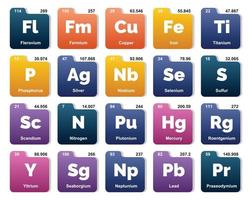 20 preiodisch tafel van de elementen icoon pak ontwerp vector