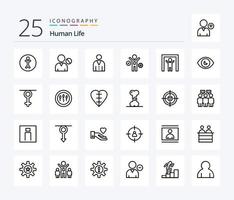 menselijk 25 lijn icoon pak inclusief visie. menselijk oog. bedrijf. oog. scanner vector