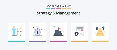strategie en beheer vlak 5 icoon pak inclusief instelling. document. klok. land. succes. creatief pictogrammen ontwerp vector