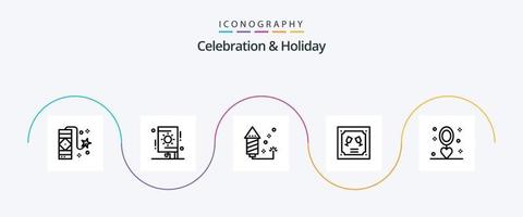 viering en vakantie lijn 5 icoon pak inclusief evenement. brief. viering. uitnodiging. kaart vector