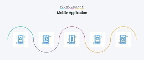 mobiel toepassing blauw 5 icoon pak inclusief Gezondheid. doelwit. app. online. toepassing vector