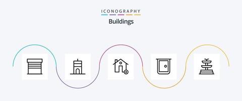 gebouwen lijn 5 icoon pak inclusief huis poort. poort. toevoegen. deur. nieuw vector