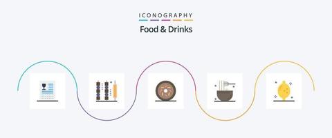 voedsel en drankjes vlak 5 icoon pak inclusief tussendoortje. voedsel. vlees. drankjes. zoet vector