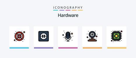 hardware lijn gevulde 5 icoon pak inclusief . draadloze. stopcontact. toetsenbord. televisie. creatief pictogrammen ontwerp vector
