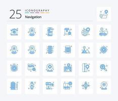 navigatie 25 blauw kleur icoon pak inclusief kaart. reis. op slot doen. boek. telefoon vector