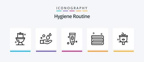 hygiëne routine- lijn 5 icoon pak inclusief . gezicht. Product. kunstmatig. wassen. creatief pictogrammen ontwerp vector