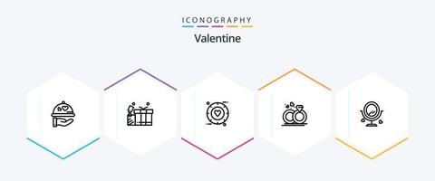 Valentijn 25 lijn icoon pak inclusief signaal. liefde. geschenk. dag. Valentijn vector