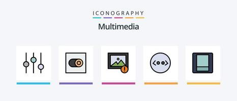 multimedia lijn gevulde 5 icoon pak inclusief . snelheid. helderheid. creatief pictogrammen ontwerp vector