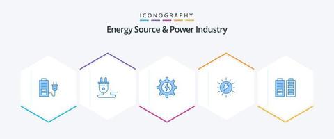 energie bron en macht industrie 25 blauw icoon pak inclusief opladen. zonne. macht vector