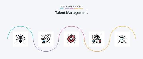 talent beheer lijn gevulde vlak 5 icoon pak inclusief ster. gebruiker. Mens. configuratie. wiel vector