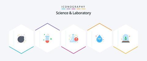 wetenschap 25 vlak icoon pak inclusief fabriek. experimenteel groei. experiment. water. drinken vector