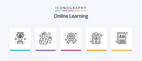 online aan het leren lijn 5 icoon pak inclusief onderwijs. laptop. document. online wetenschap onderwijs. laboratorium testen. creatief pictogrammen ontwerp vector