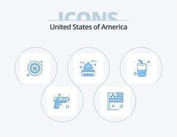 Verenigde Staten van Amerika blauw icoon pak 5 icoon ontwerp. glas. Verenigde Staten van Amerika. Amerikaans. mijlpaal. gebouw vector